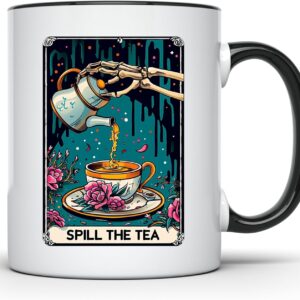 Spill The Tea Enchanting Black Handled Tarot Card Mug