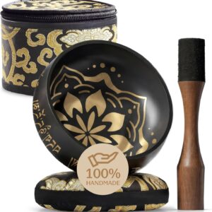 Handmade Tibetan Etched Singing Bowl Set