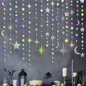 Iridescent Star Moon Circle Dot Garland