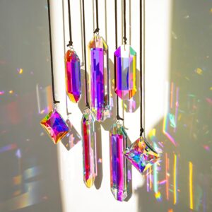 HDCRYSTALGIFTS Set 7 Crystal Sun Catcher Prisms