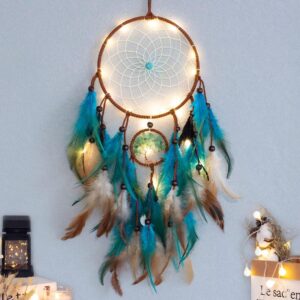 Dream Catcher Blue Tree of Life with Feathers