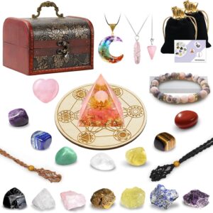 8 Pcs Healing Crystals and Stones, Chakra Crystal Set, 7 Chakra Stones Crystals Kit